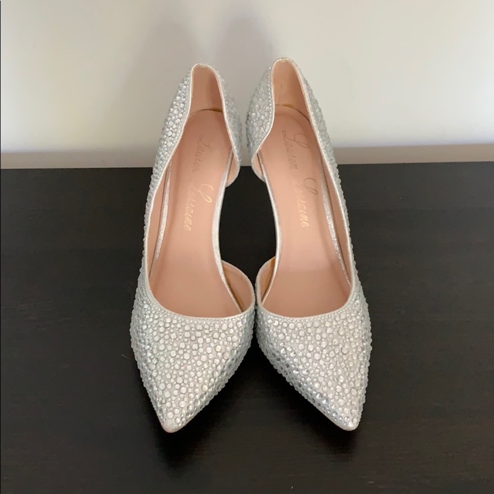 Lauren Lorraine Sparkly Silver D’Orsay Pumps